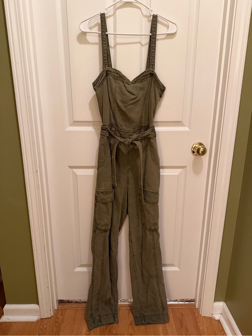 Free People Olive Green Utility Jumpsuit